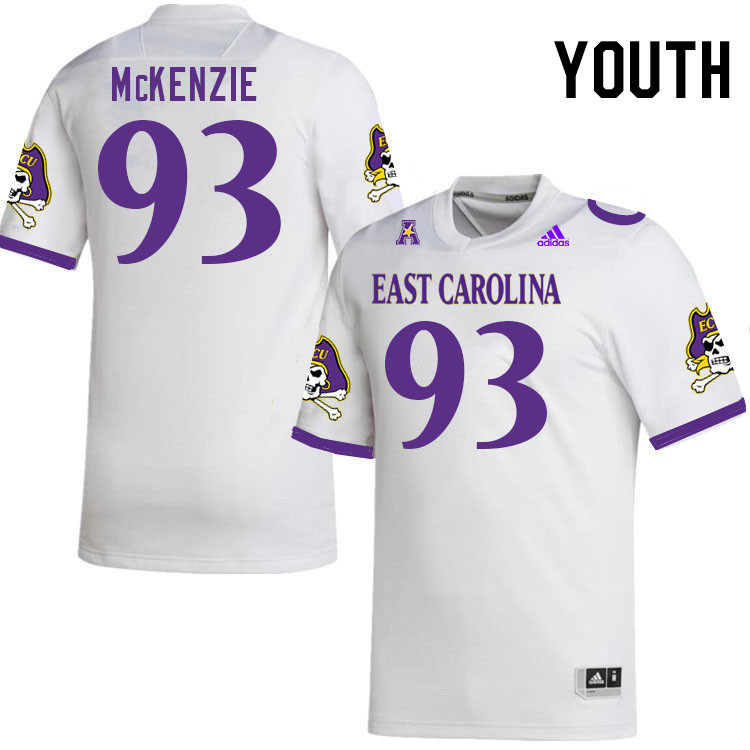 Youth #93 Jaden McKenzie ECU Pirates College Football Jerseys Stitched-White